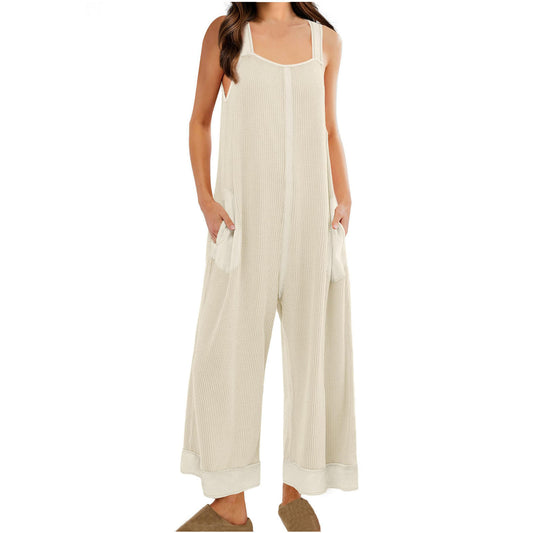 Women's Casual Loose Jumpsuit Sleeveless U-neck One-piece