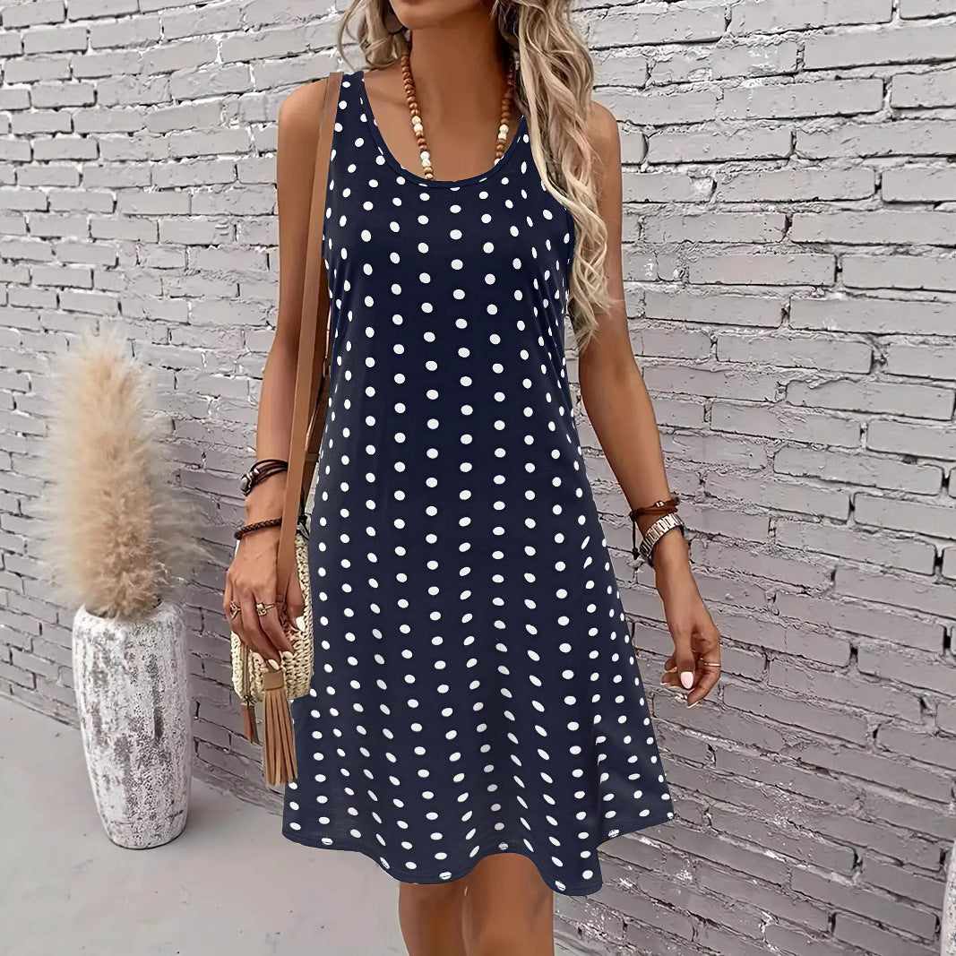 Women's 3D Digital Printing Sleeveless Round Neck Loose Dress