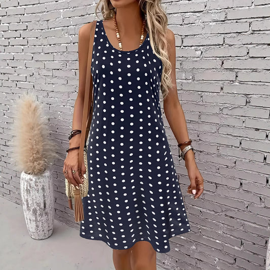Women's 3D Digital Printing Sleeveless Round Neck Loose Dress