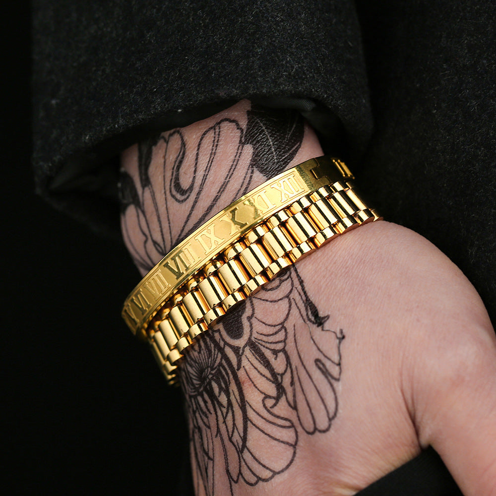 Titanium Steel Bracelet Suit Punk Creative Personality Roman