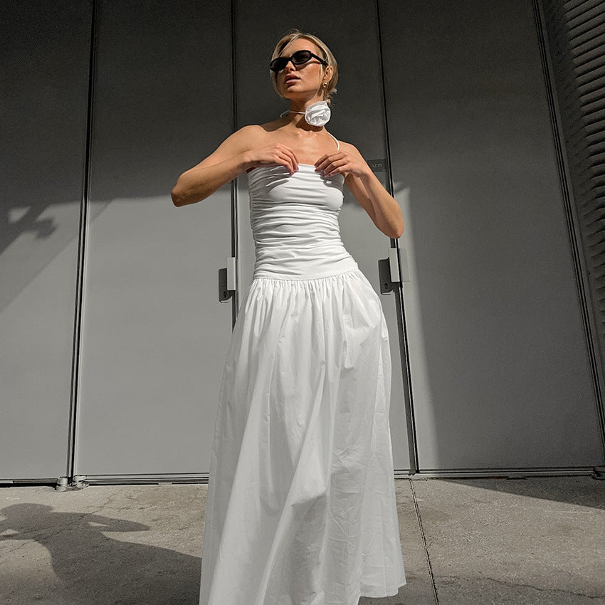 Autumn White European Flower Dress