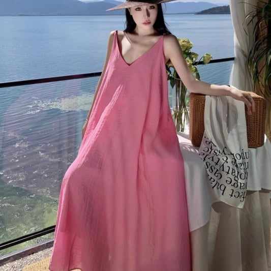 Dopamine Sweet Pine Idle Style Beach Dress For Women